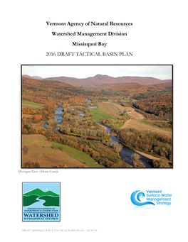 Vermont Agency of Natural Resources Watershed Management Division Missisquoi Bay 2016 DRAFT TACTICAL BASIN PLAN