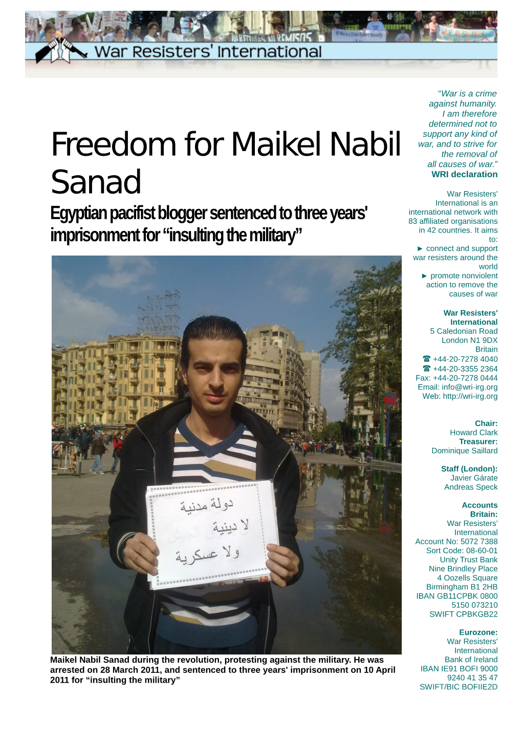 Freedom for Maikel Nabil Sanad 1