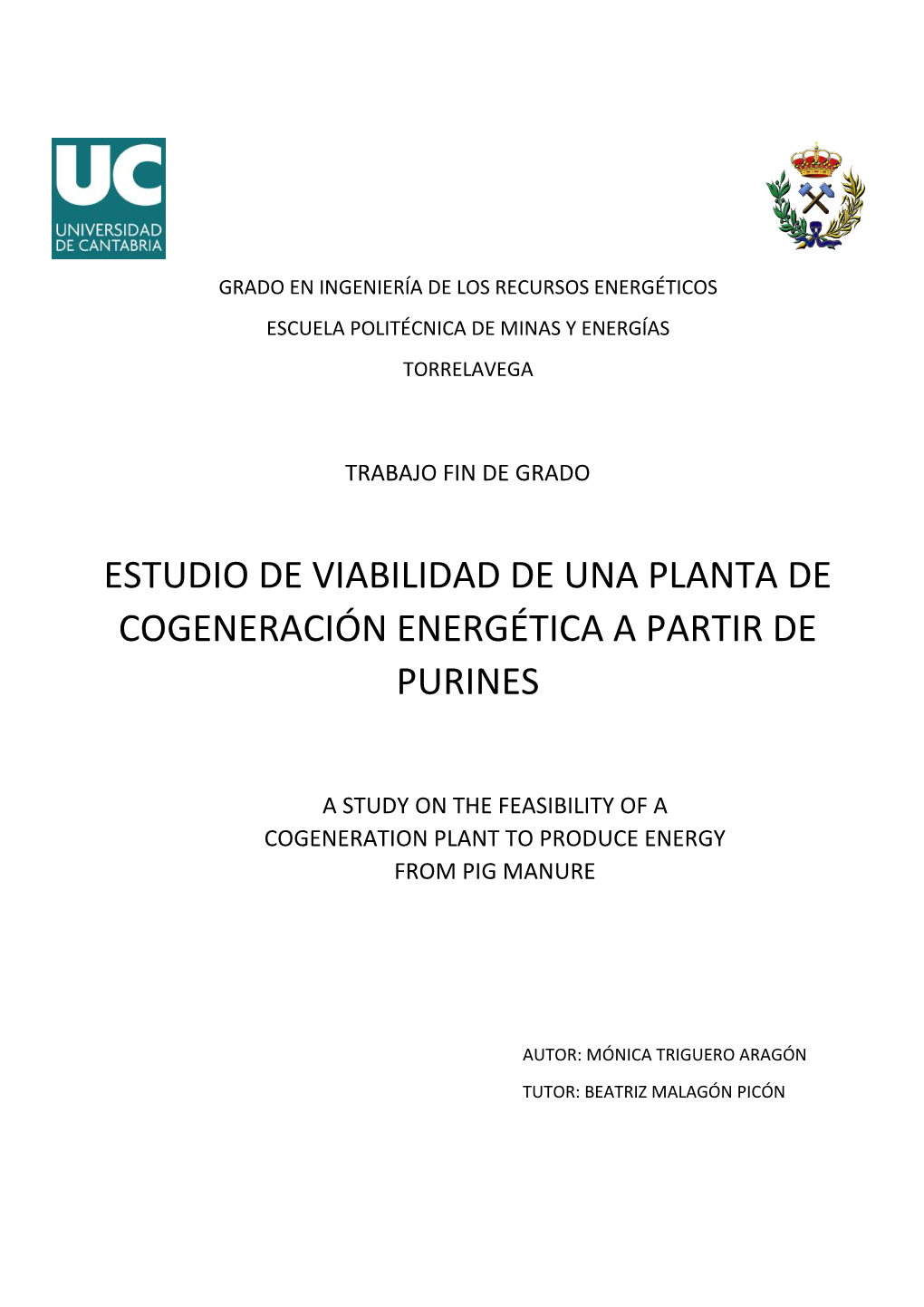 Estudio De Viabilidad De Una Planta De Cogeneración Energética a Partir De Purines