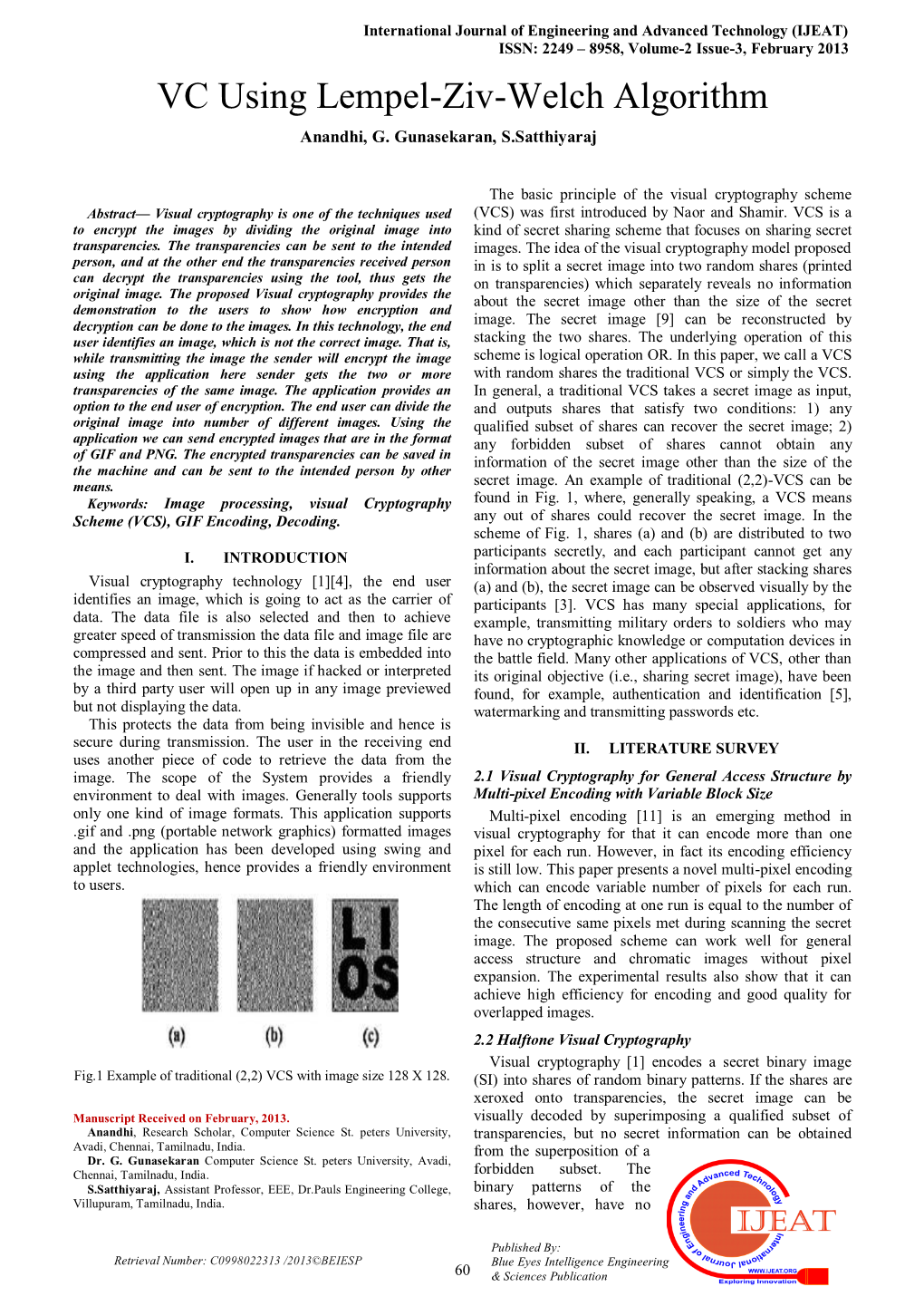 VC Using Lempel-Ziv-Welch Algorithm Anandhi, G