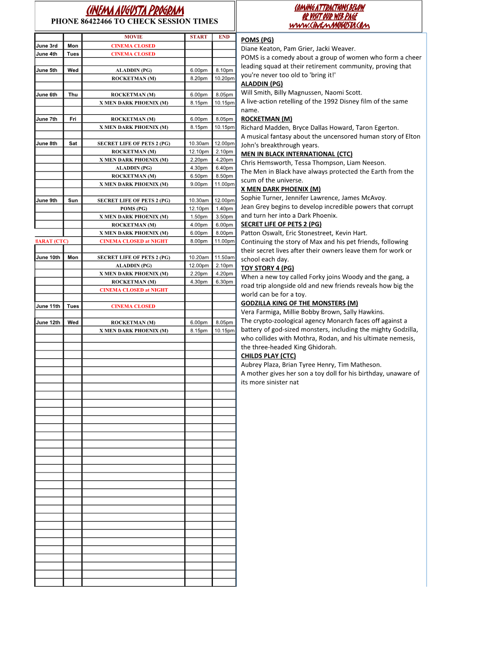 PROGRAM JUNE 6TH 2019.Xlsx