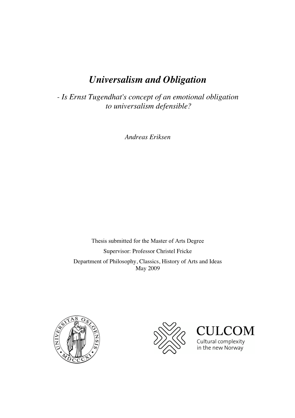 Universalism and Obligation