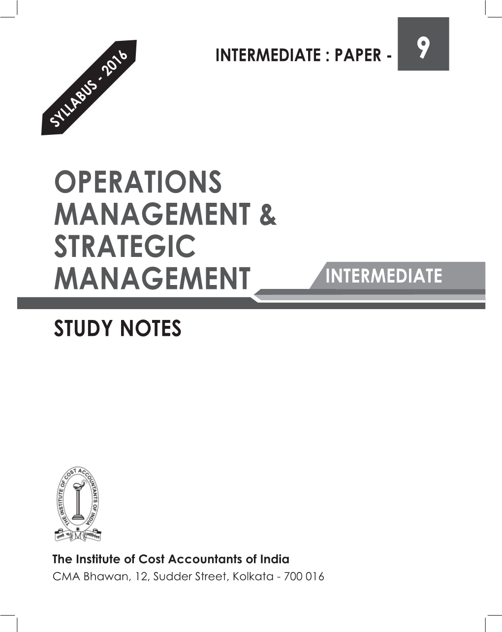 Paper 9 Operation Management Strategic Management