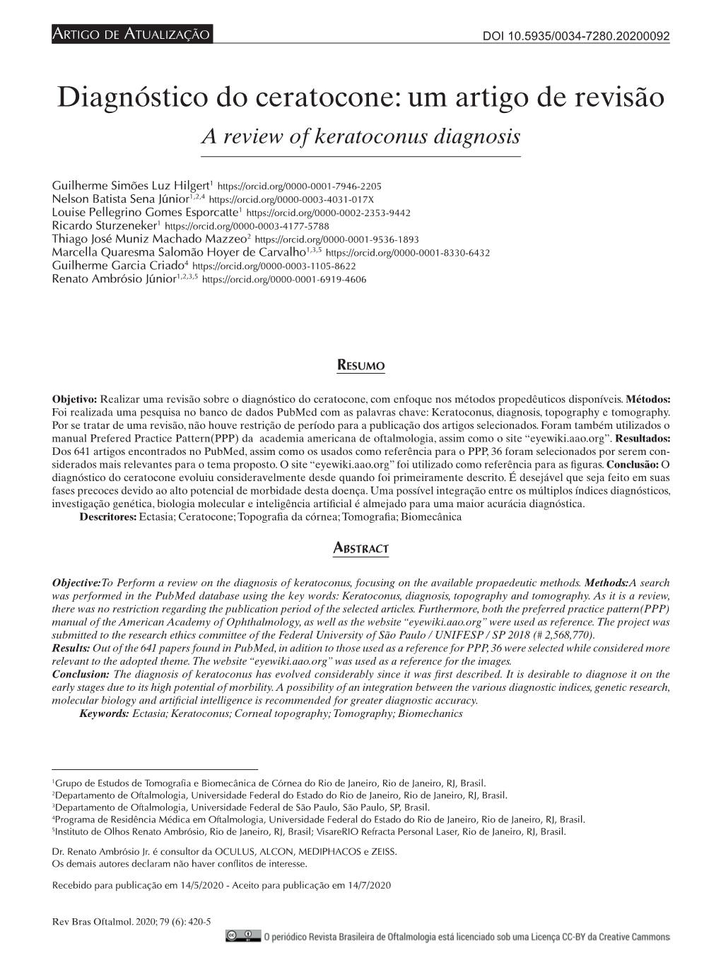 A Review of Keratoconus Diagnosis