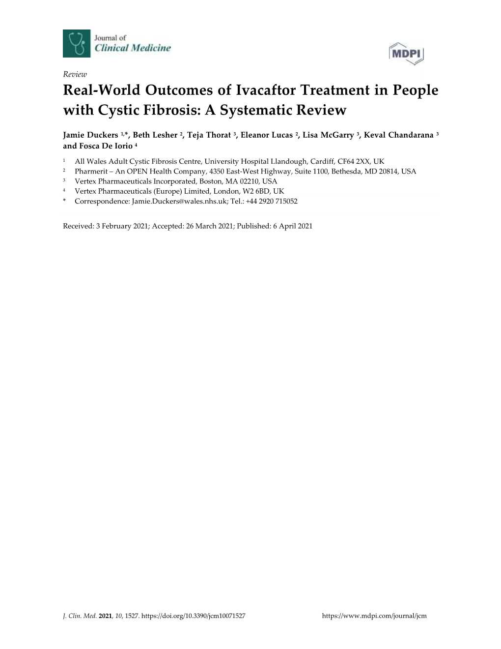 Real-World Outcomes of Ivacaftor Treatment in People with Cystic Fibrosis: a Systematic Review