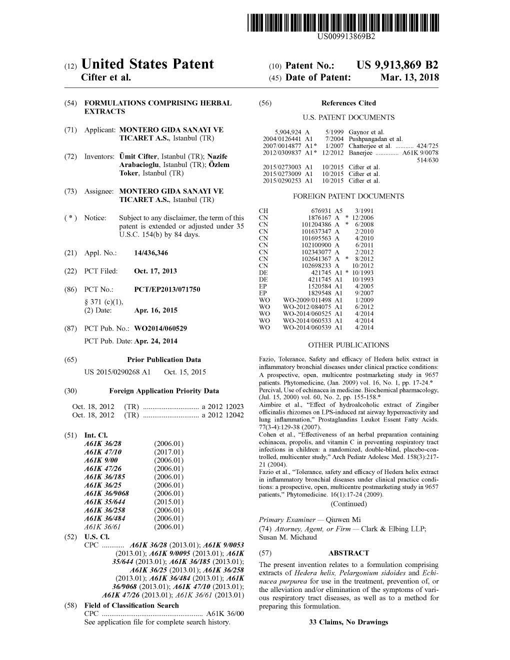 THIRUVUUTTUUNTURUS009913869B2 (12 ) United States Patent ( 10 ) Patent No