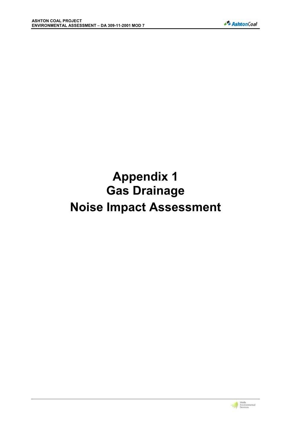 Appendix 1 Gas Drainage Noise Impact Assessment