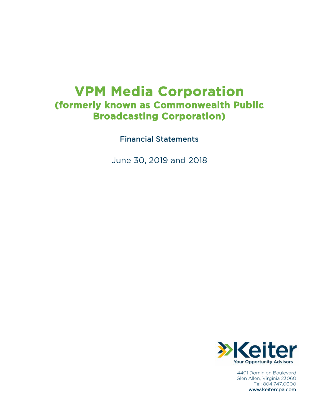 VPM Media Corporation (Formerly Known As Commonwealth Public Broadcasting Corporation)