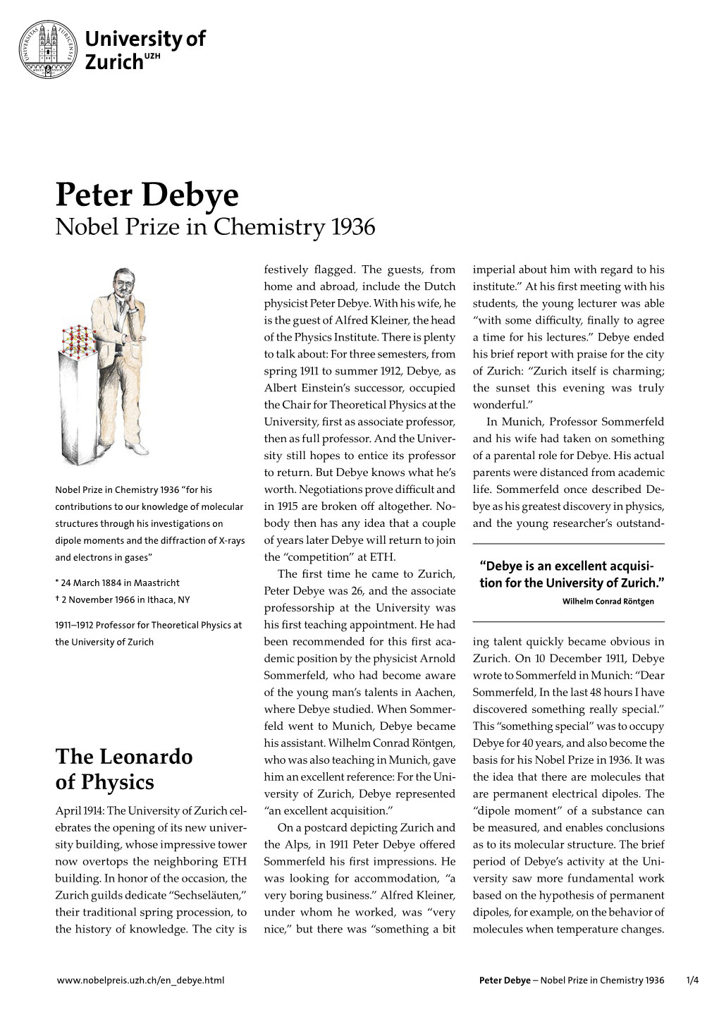 Peter Debye Nobel Prize in Chemistry 1936