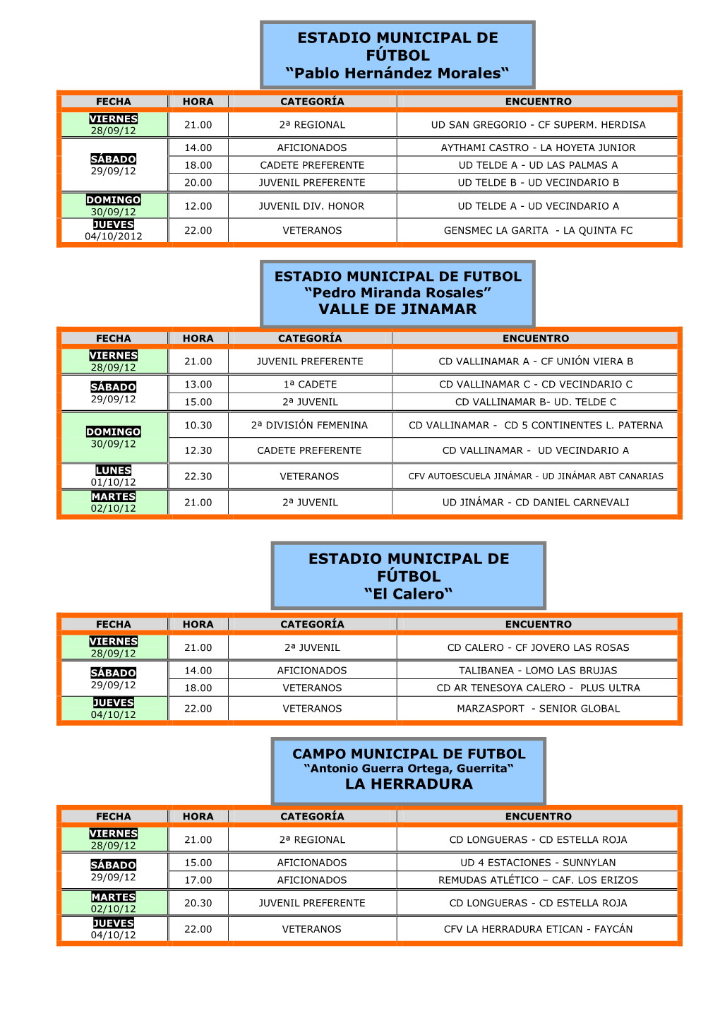 El Hornillo Fecha Hora Categoría Encuentro Viernes 21.00 2ª Regional Ud San Gregorio - Cf Superm