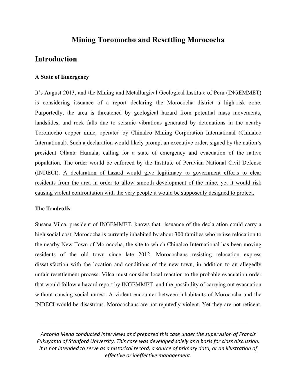 Mining Toromocho and Resettling Morococha Introduction