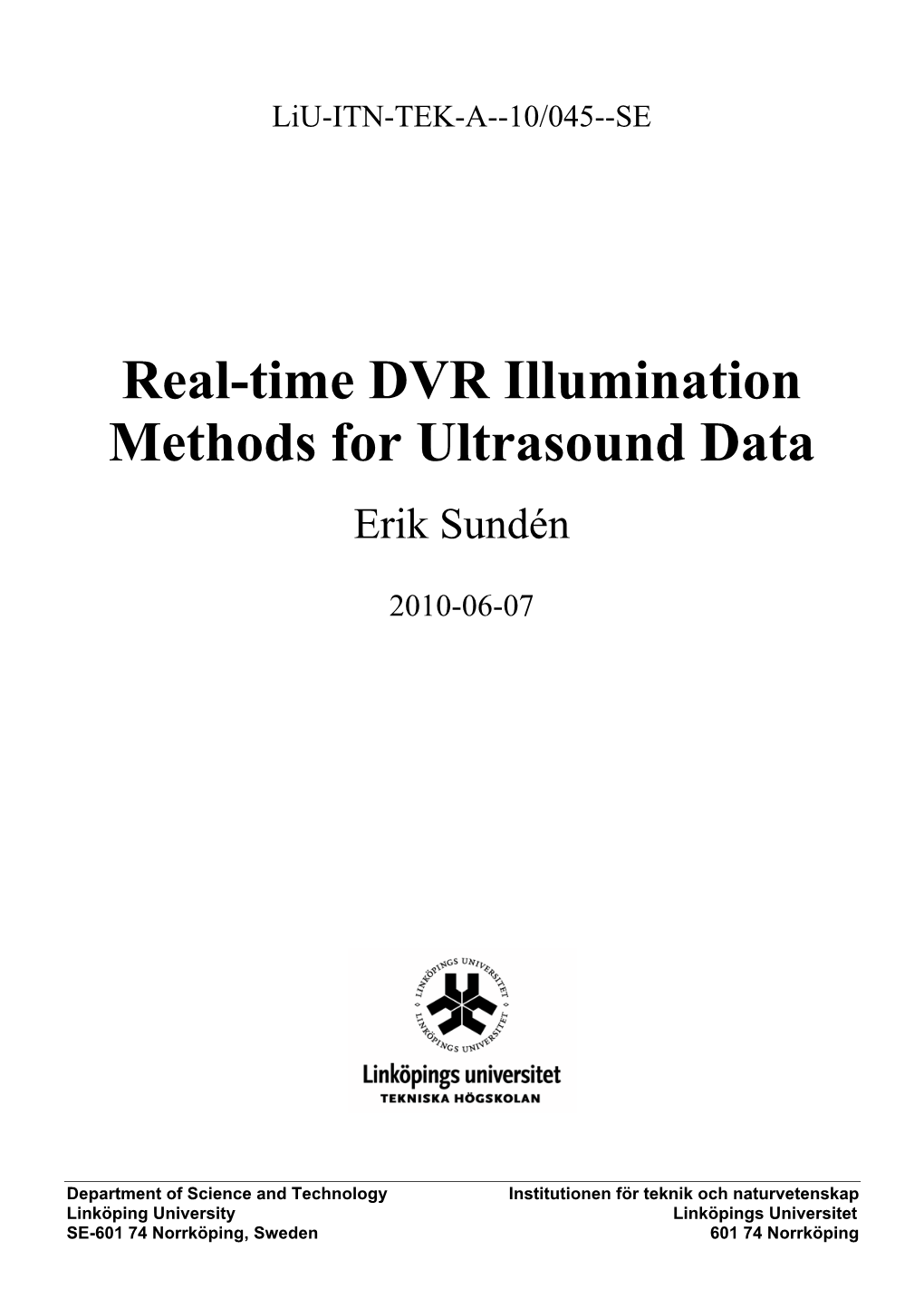 Real-Time DVR Illumination Methods for Ultrasound Data