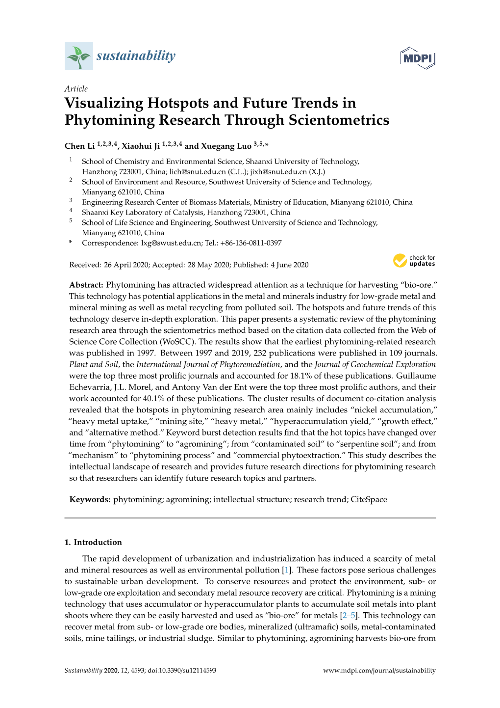 Visualizing Hotspots and Future Trends in Phytomining Research Through Scientometrics