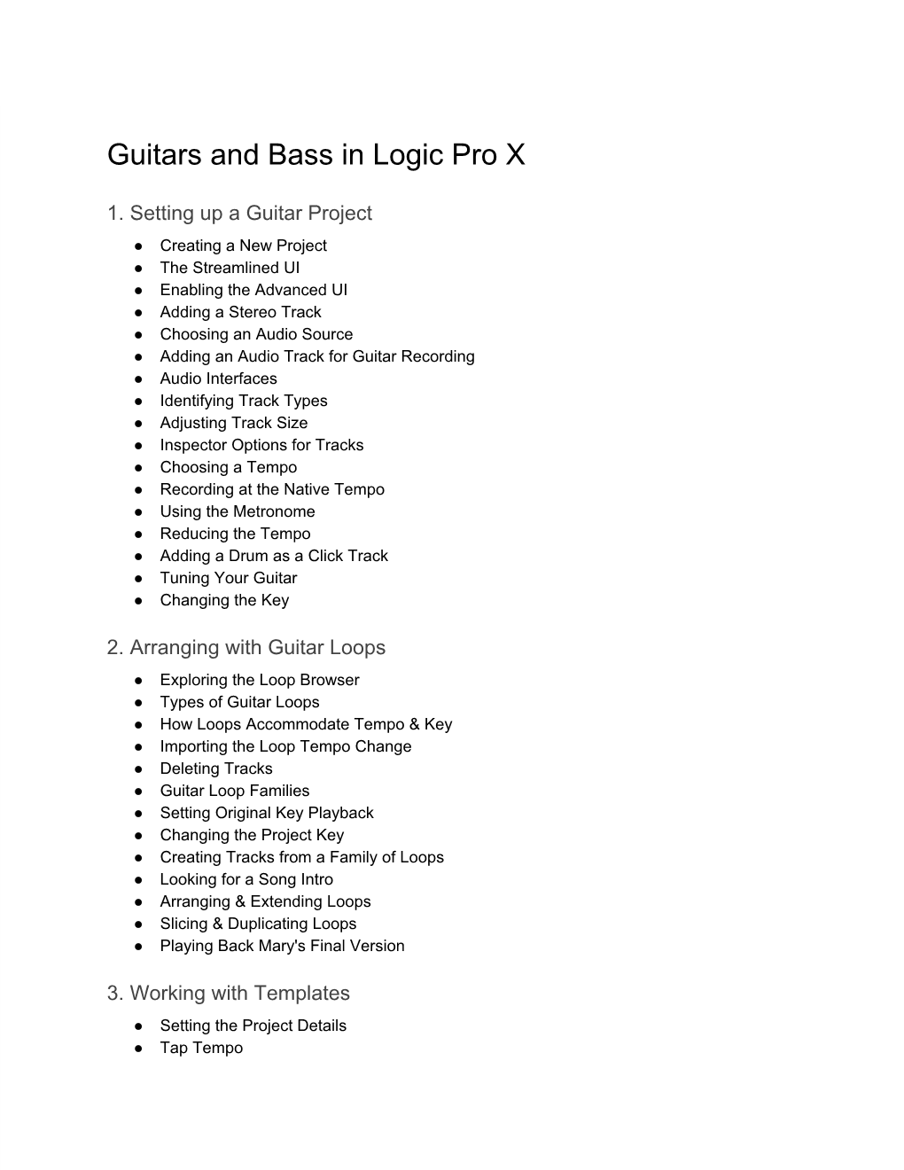 Guitars and Bass in Logic Pro X