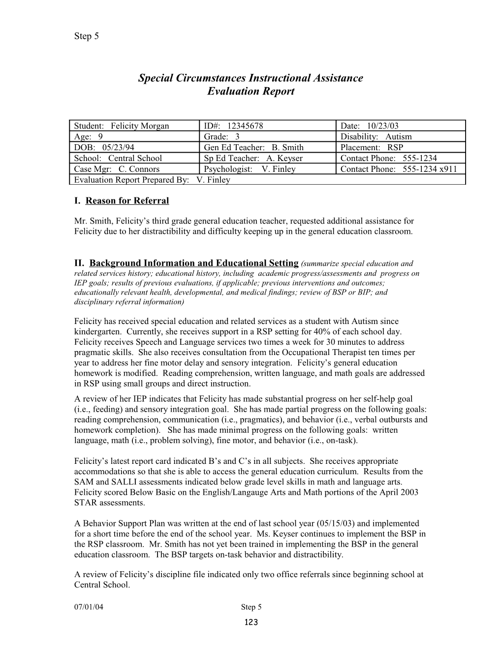 Special Circumstances Instructional Assistance