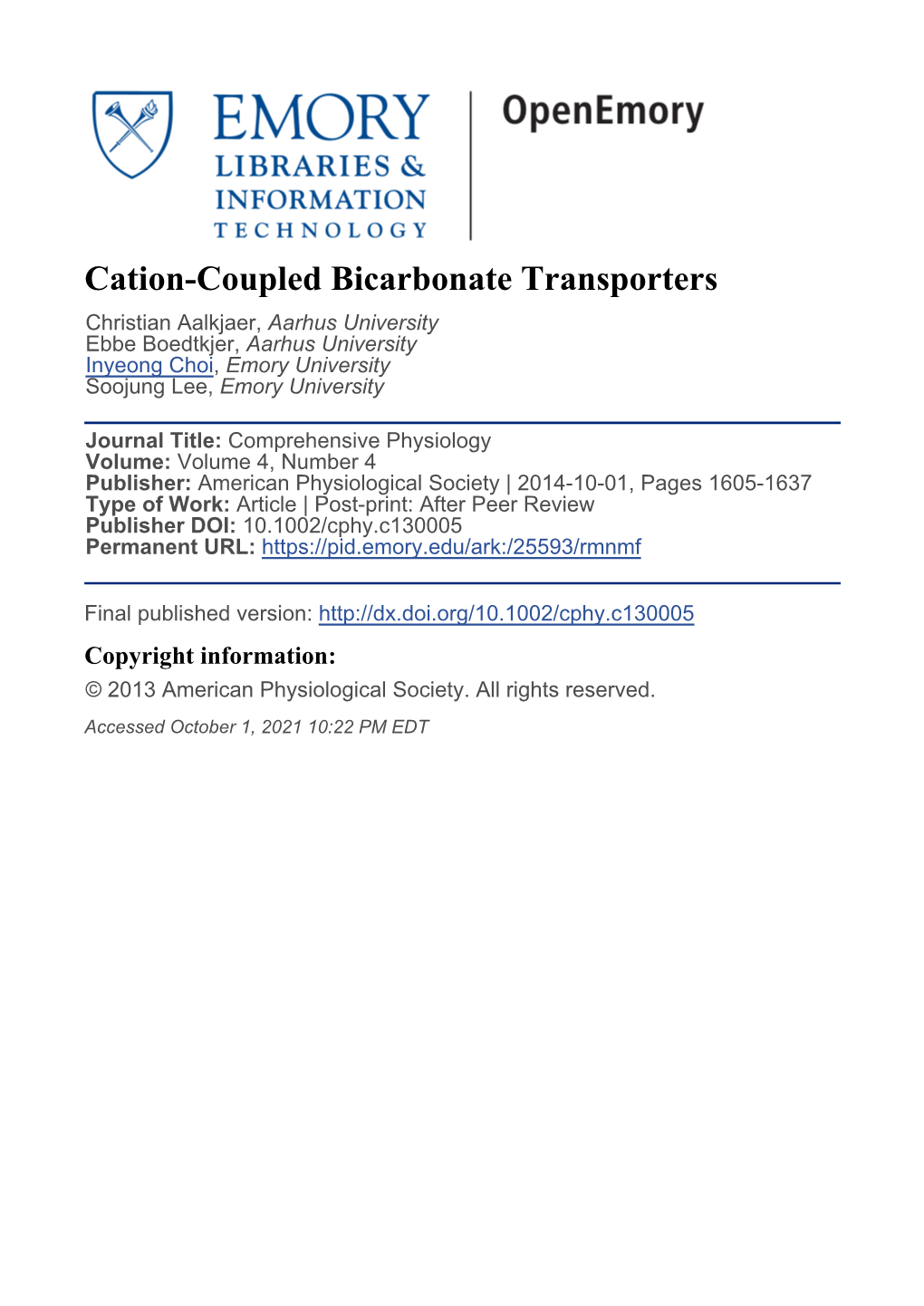 Cation-Coupled Bicarbonate Transporters