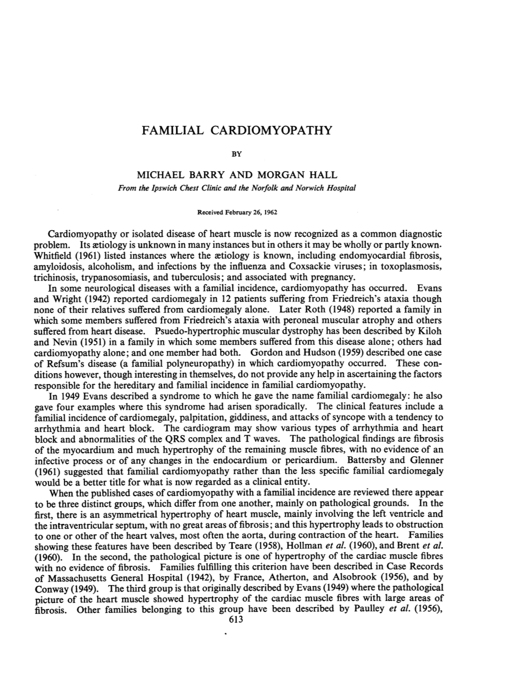 Familial Cardiomyopathy