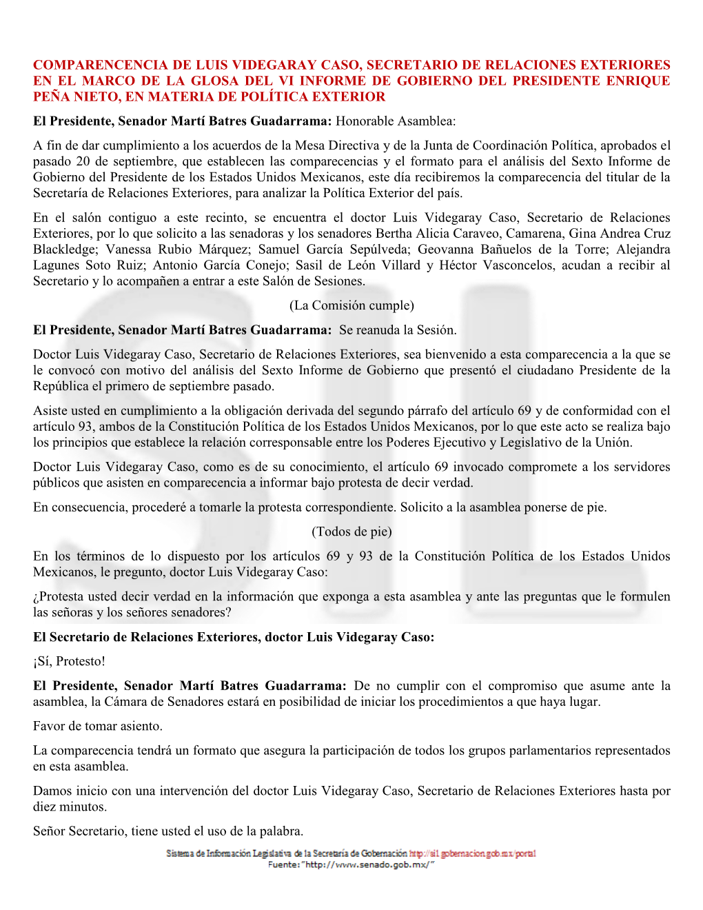 Comparencencia De Luis Videgaray Caso, Secretario