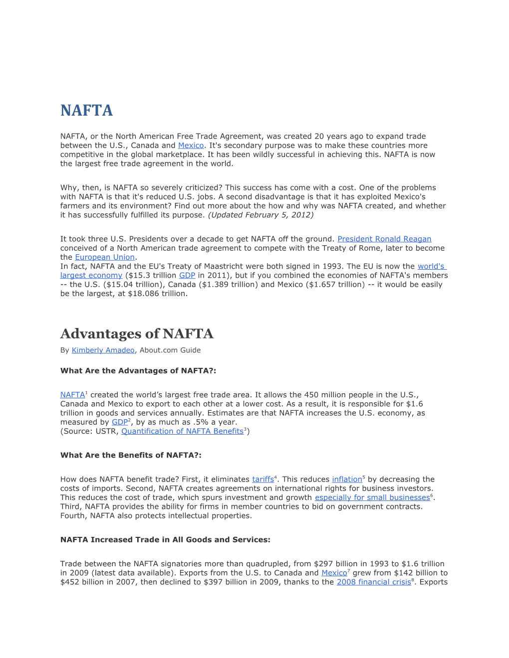 Advantages of NAFTA
