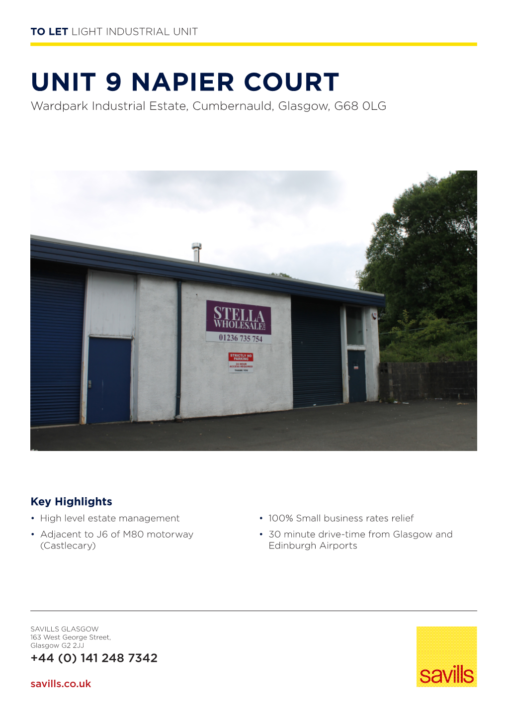 UNIT 9 NAPIER COURT Wardpark Industrial Estate, Cumbernauld, Glasgow, G68 0LG