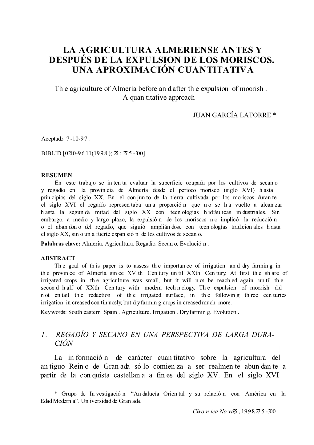 La Agricultura Almeriense Antes Y Después De La Expulsion De Los Moriscos