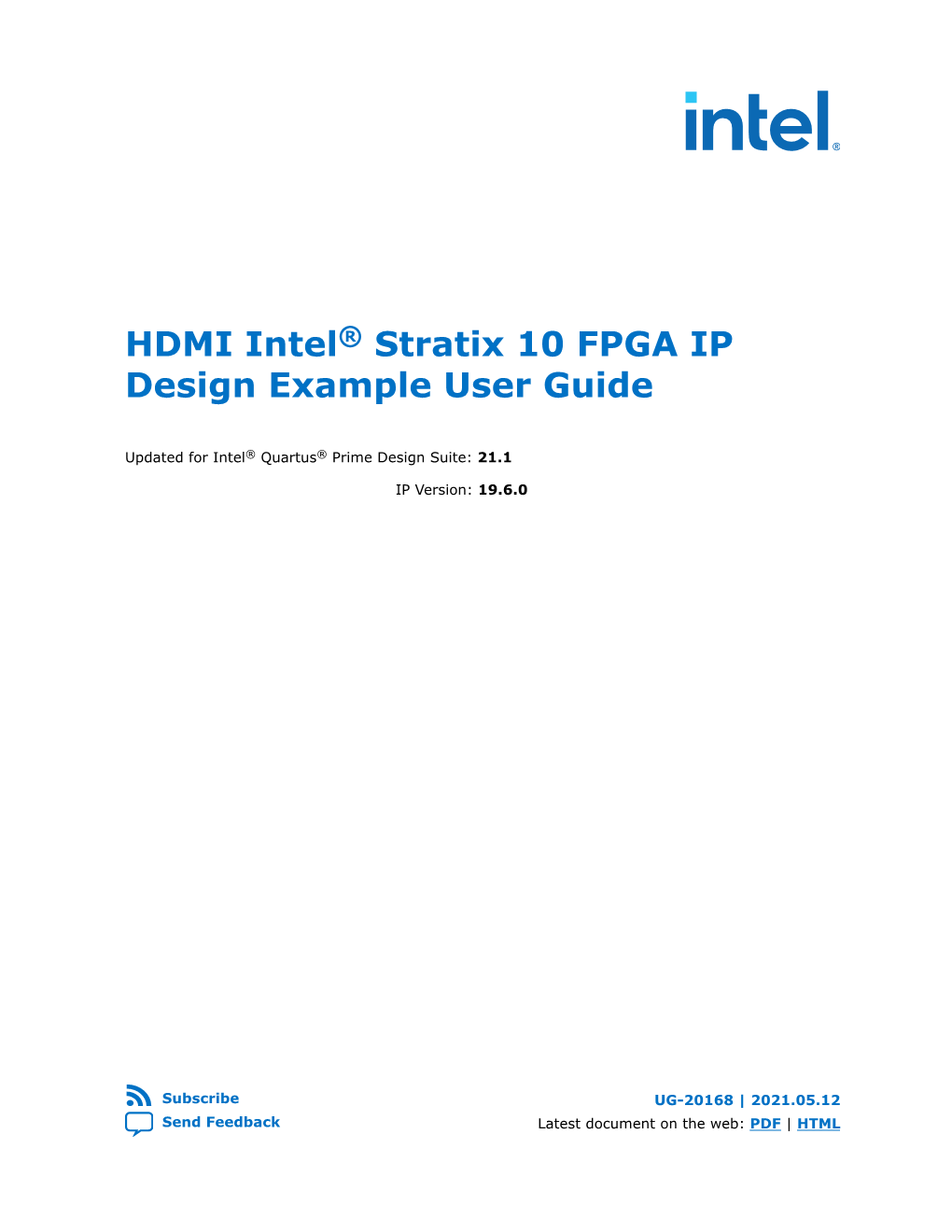 HDMI Intel® Stratix 10 FPGA IP Design Example User Guide.Pdf