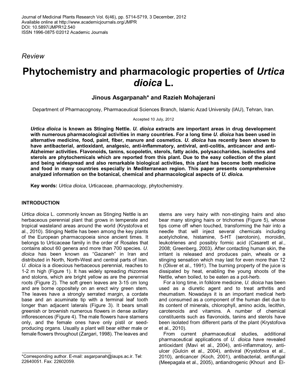 Chemistry, Pharmacology and Medicinal