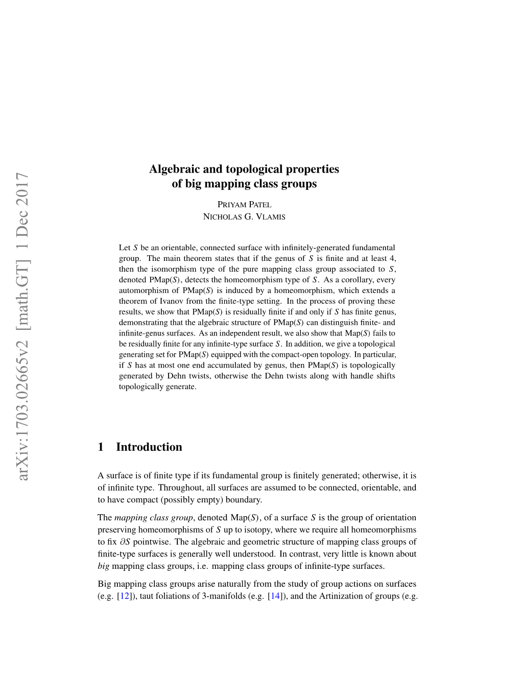 Arxiv:1703.02665V2 [Math.GT] 1 Dec 2017 of Inﬁnite Type