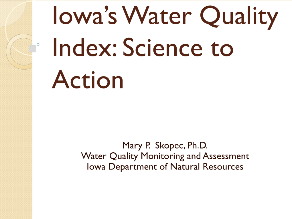 Iowa's Water Quality Index: Science to Action