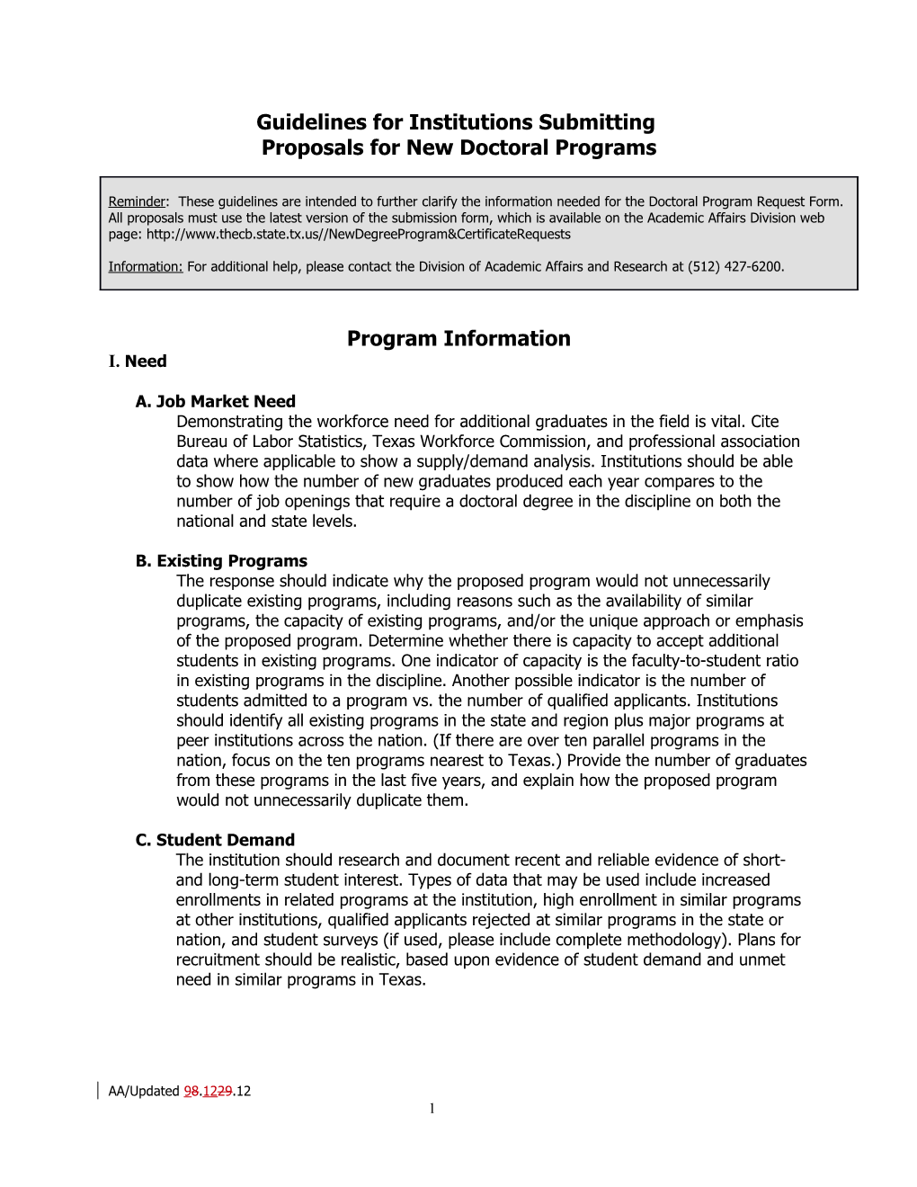 Substantive Degree Program Proposal