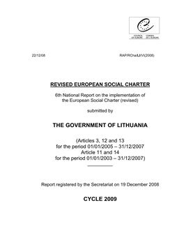 The Government of Lithuania Cycle 2009