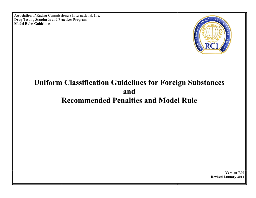 Uniform Classification Guidelines for Foreign Substances, Version 7.00