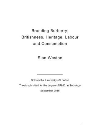 Branding Burberry: Britishness, Heritage, Labour and Consumption
