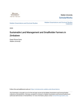 Sustainable Land Management and Smallholder Farmers in Zimbabwe
