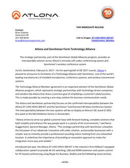 Atlona and Sennheiser Form Technology Alliance