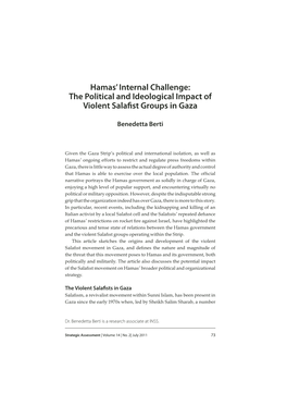Hamas' Internal Challenge: the Political and Ideological Impact Of