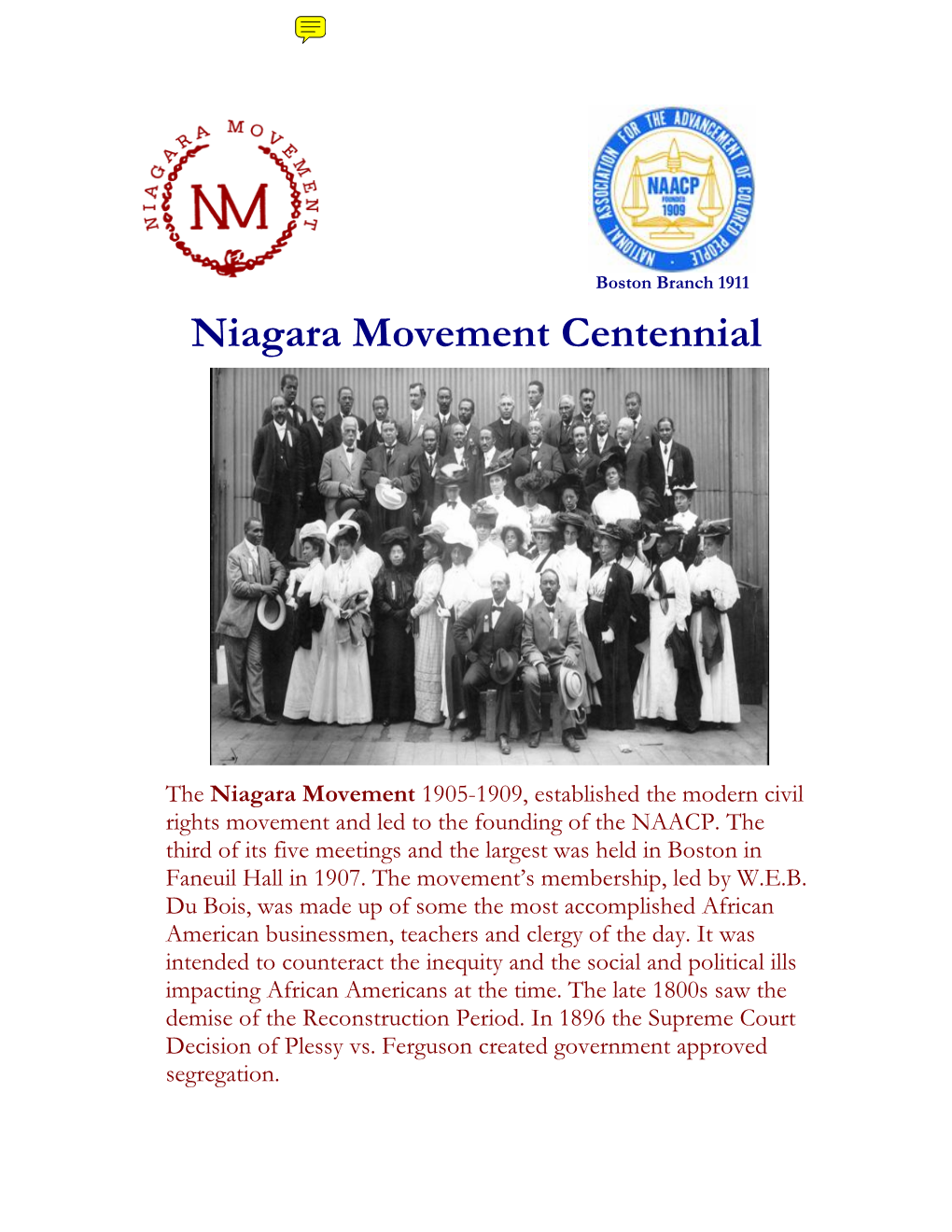 Niagara Movement Centennial