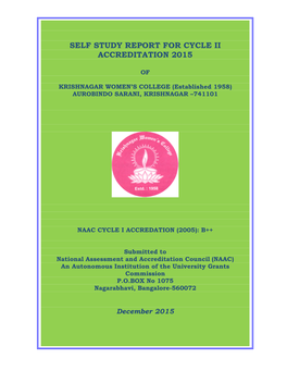 Self Study Report for Cycle Ii Accreditation 2015
