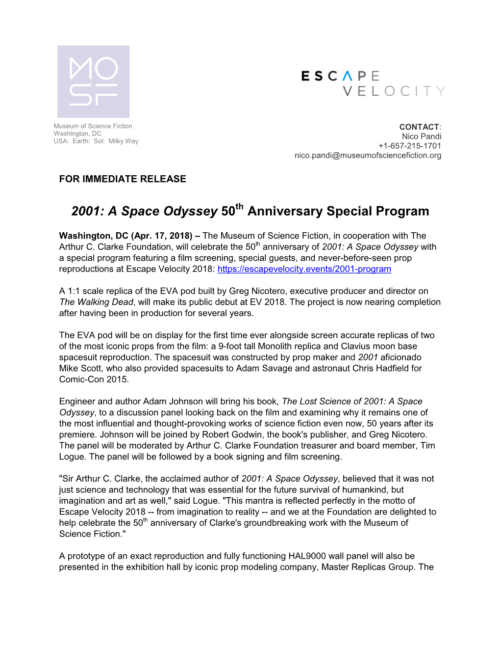 2001: a Space Odyssey 50 Anniversary Special Program