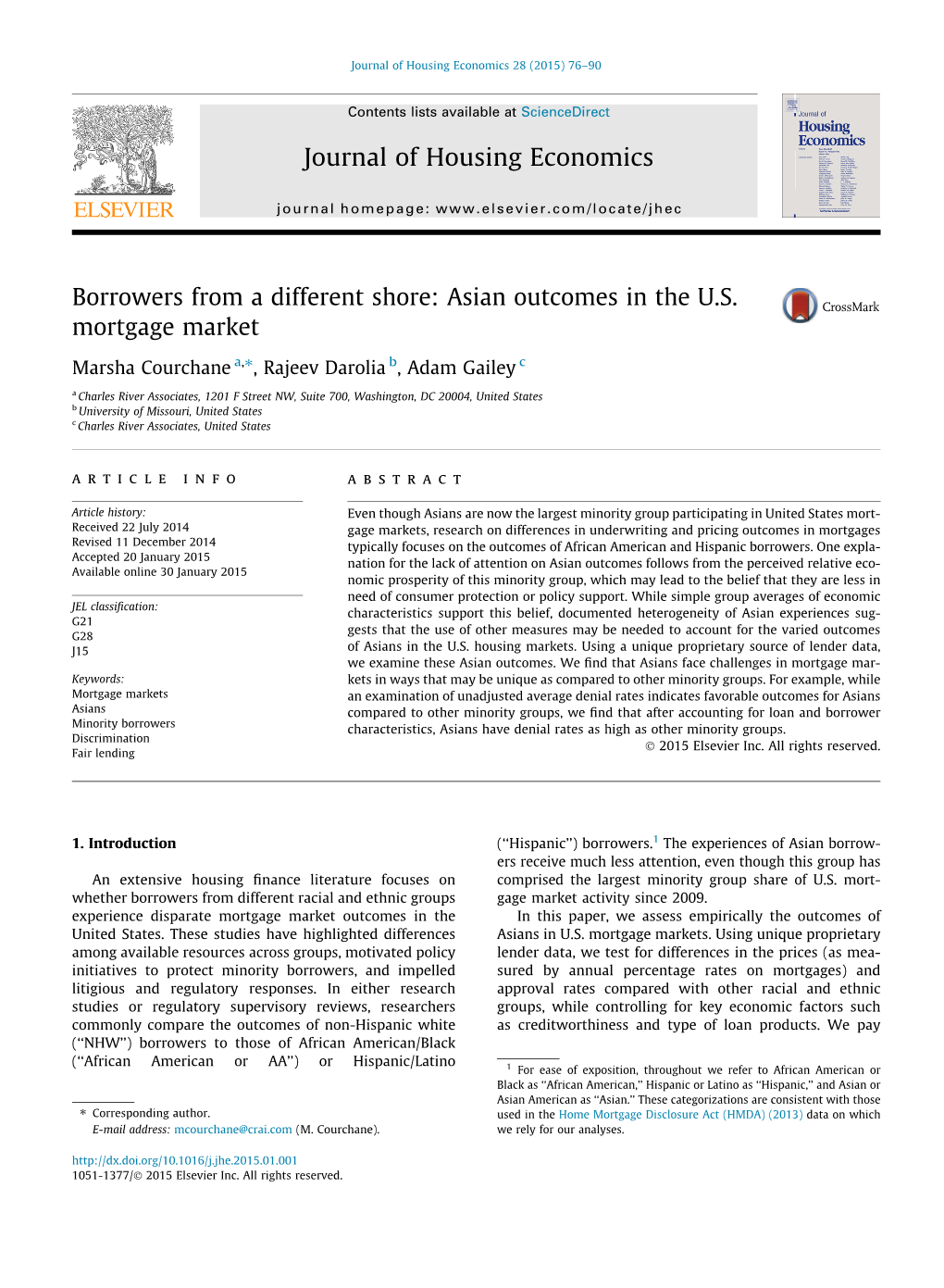 Borrowers from a Different Shore: Asian Outcomes in the U.S. Mortgage Market