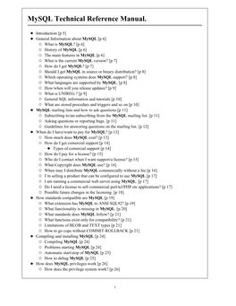 Mysql Technical Reference Manual