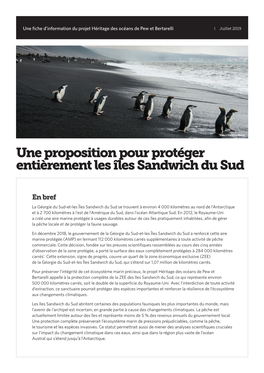 Une Proposition Pour Protéger Entièrement Les Îles Sandwich Du Sud