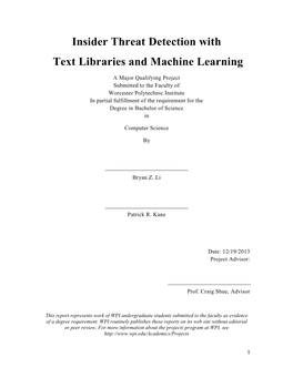 Insider Threat Detection with Text Libraries and Machine Learning
