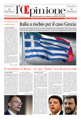 Italia a Rischio Per Il Caso Grecia