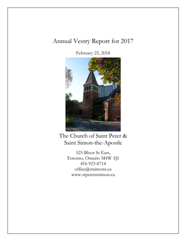 Annual Vestry Report for 2017