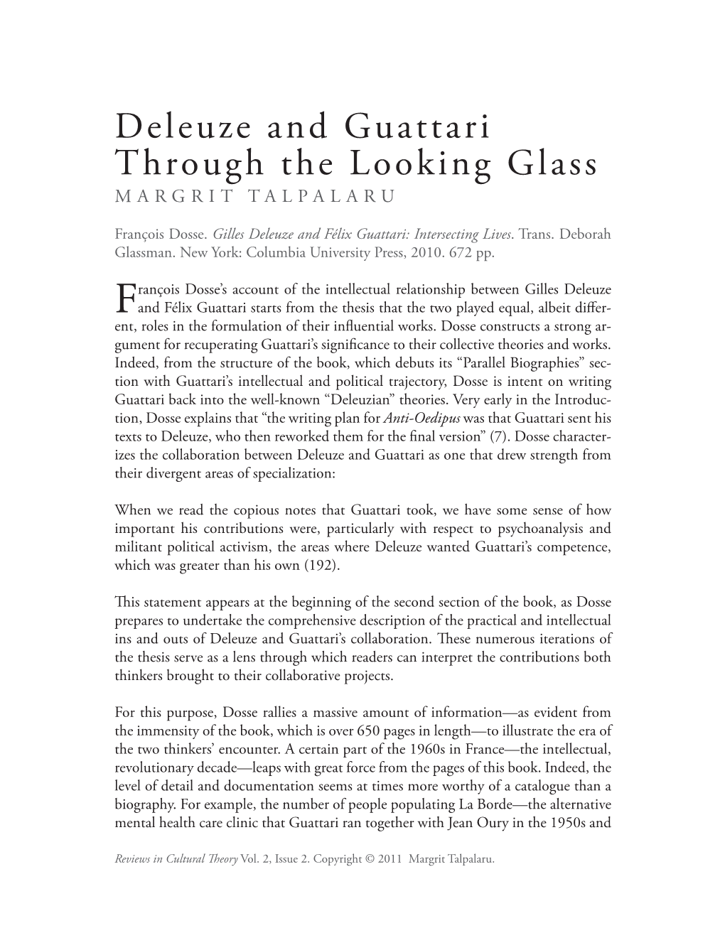 Deleuze and Guattari Through the Looking Glass MARGRIT TALPALARU