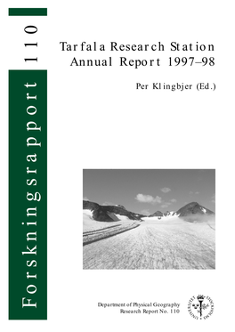 Tarfala Research Station Annual Report 1997-98