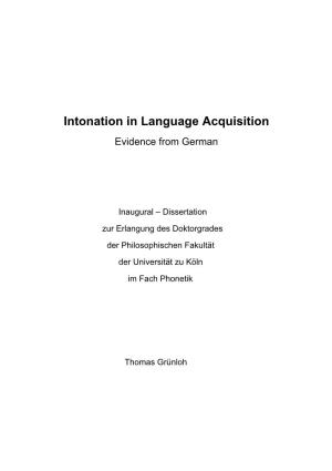 Intonation in Language Acquisition Evidence from German