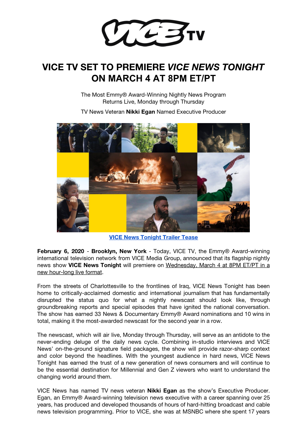 Vice Tv Set to Premiere ​Vice News Tonight on ​March 4