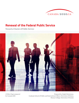 Renewal of the Federal Public Service Toward a Charter of Public Service